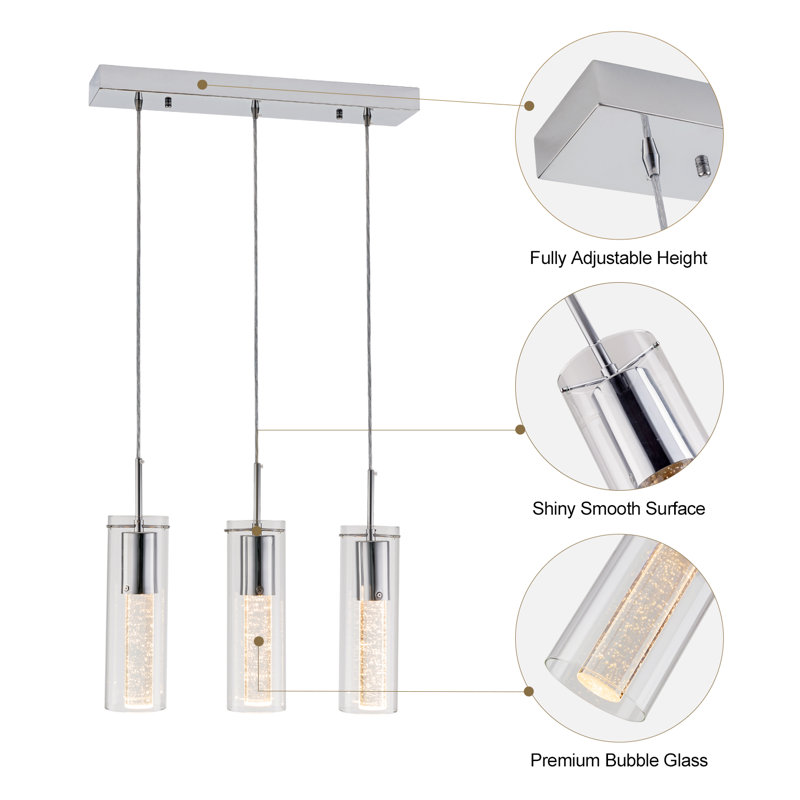 Modern Pendant Lighting with Chromed Finished, Chandeliers with Bubble Glass