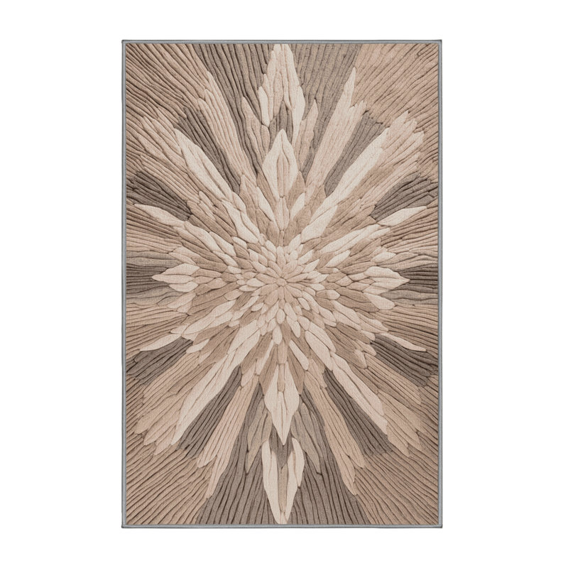 Machine Washable Nature Gray Area Rug, Rectangle 3' x 5'
