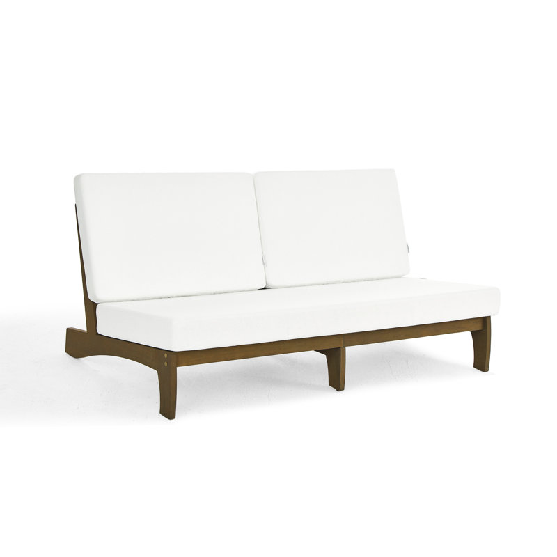 Patio Outdoor Sofa with Cushions, Brown, Beige