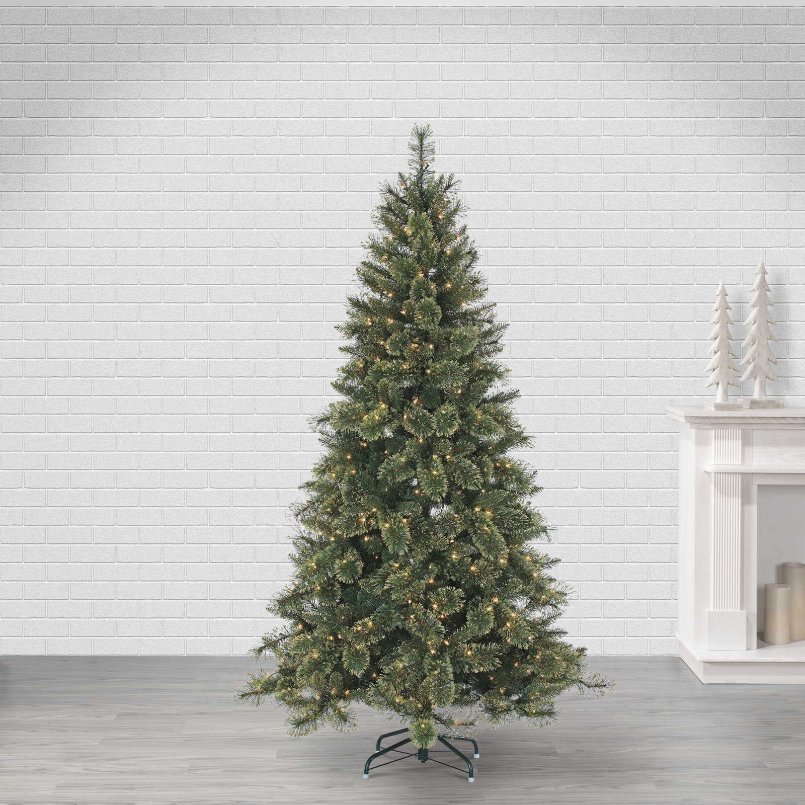 Gold Frosted Pre-Lit Pine Christmas Tree, 7'5"