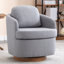 Chaise ergonomique en tissu de lin avec base en bois massif et fonction pivotante avec pieds ronds décoratifs bleus-527352799
