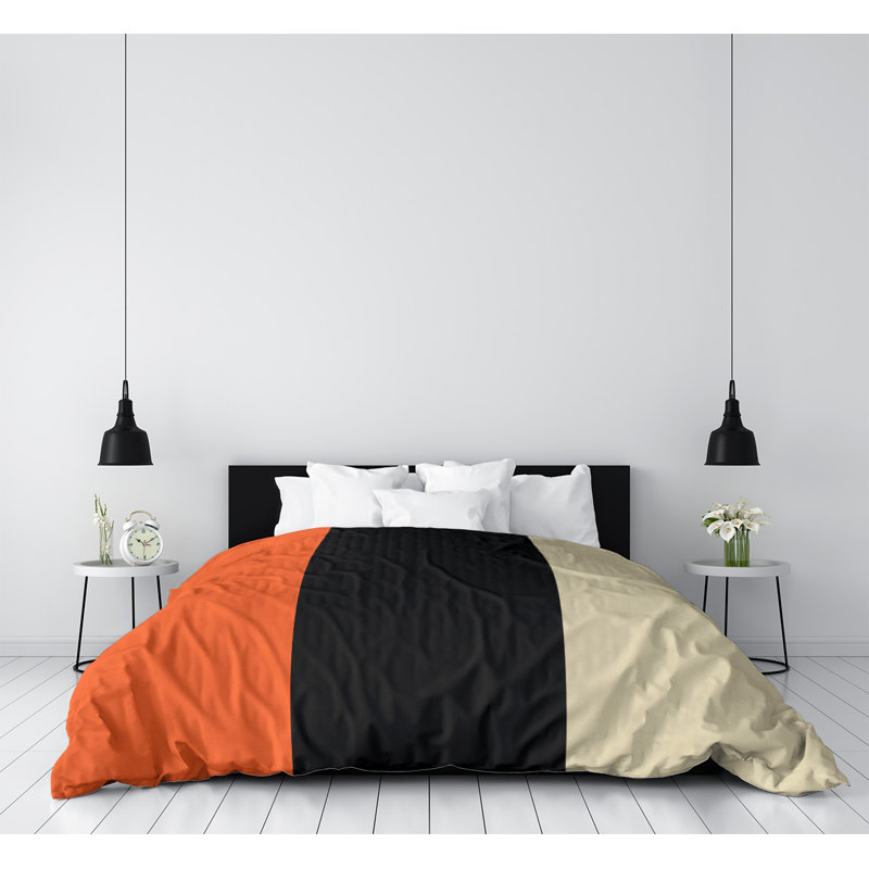 Édredon simple réversible Baltimore Baseball, Édredon simple TG, Orange / noir / crème