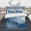 «Blue and White Dancing Watercolor Clouds» - Ensemble de housse de couette abstrait - Microfibre de polyester-110398224