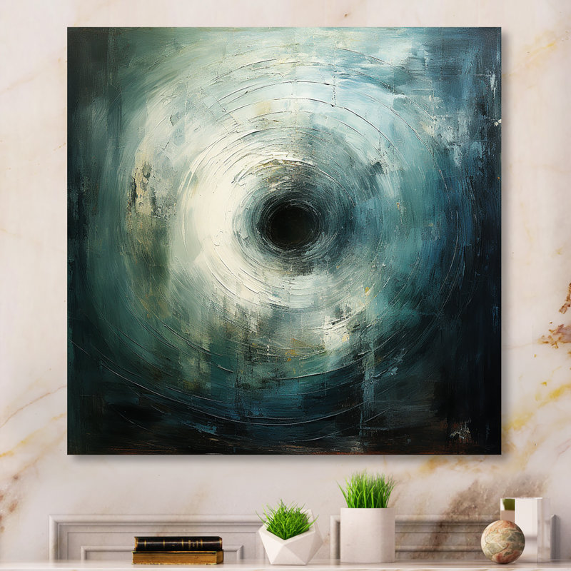 «White and Green Spiraling Galatic Vortex - Abstract Spirals», art mural, H 36 po x l 36 po x P 1,5 po, Toile tendue