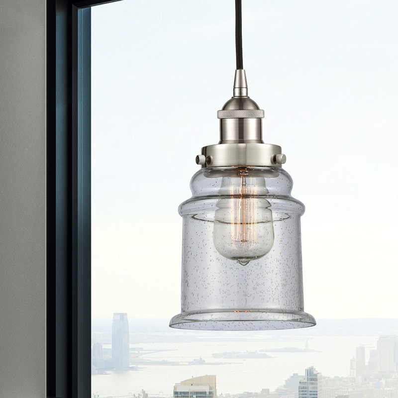 Luminaire suspendu cylindrique à 1 lumière Amiriya, H 11 po x l 6 po x P 6 po, Nickel satiné brossé