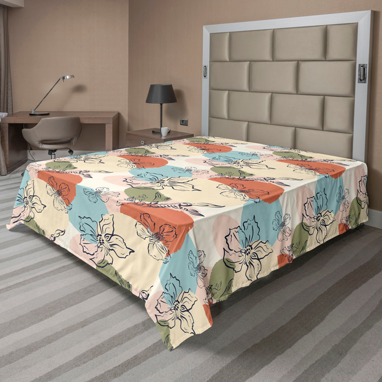 Drap plat à motif floral bohème Ambesonne