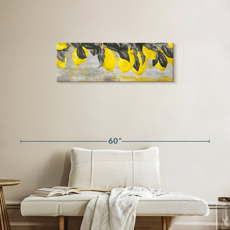 Citrons mûres sur toile, H 12 po x l 36 po x P 1,25 po