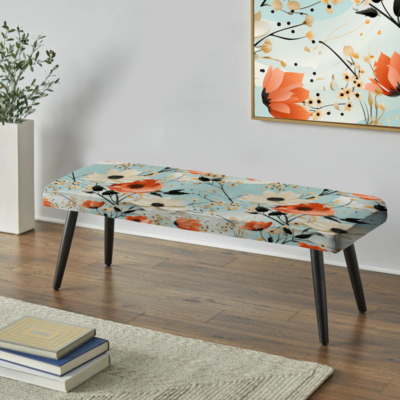 Nyland - Banc rembourré floral noir