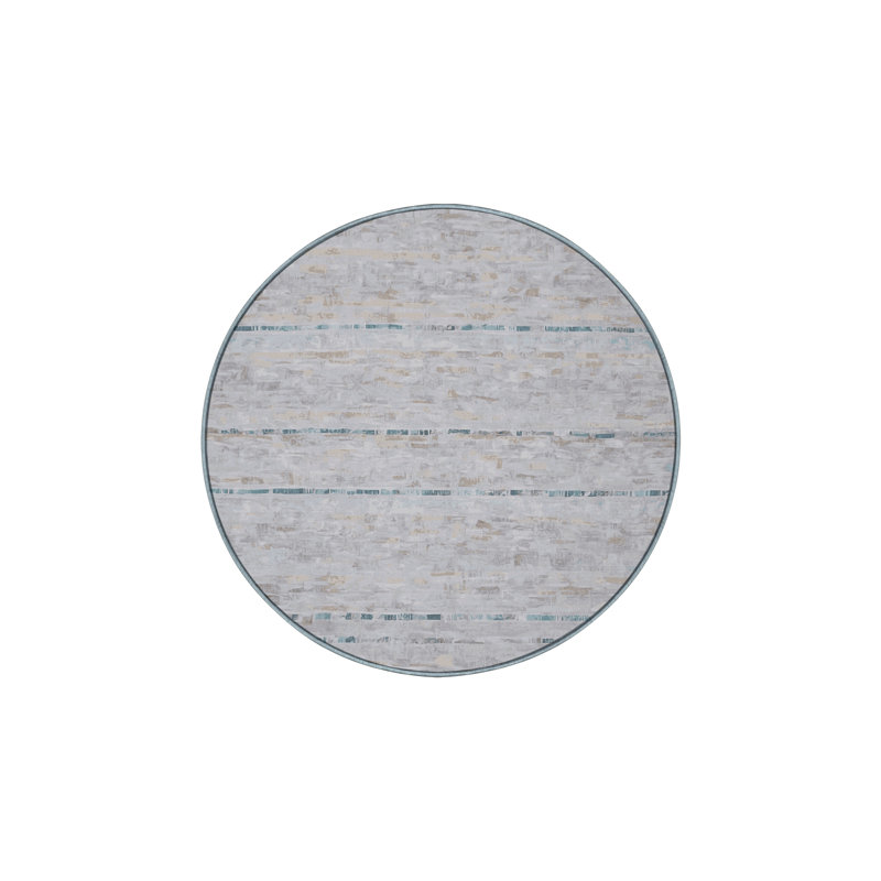 Machine Washable Blue Area Rug, Round 5'