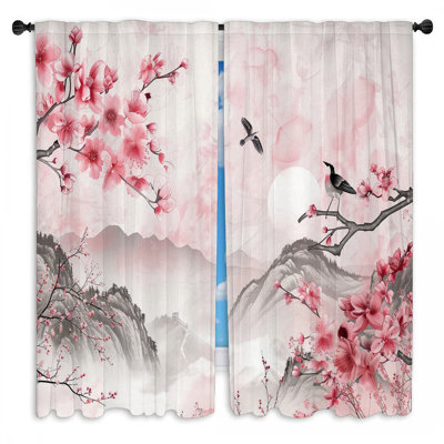 Rideaux de paysage avec rideaux japonais nature - 2 panneaux