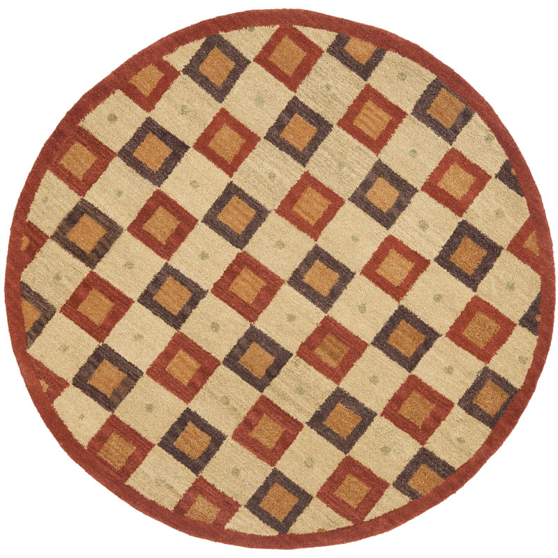 Soho Hand Tufted Wool Pile Geometric Rug, Round 5'
