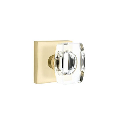 Ensemble de mortaise intérieure Emtek avec rosette carrée et poignée en verre Windsor (droite)