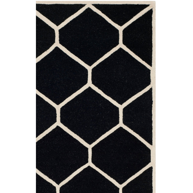 Deedgra Hand Tufted Wool Geometric Rug, Rectangle 9' x 12'