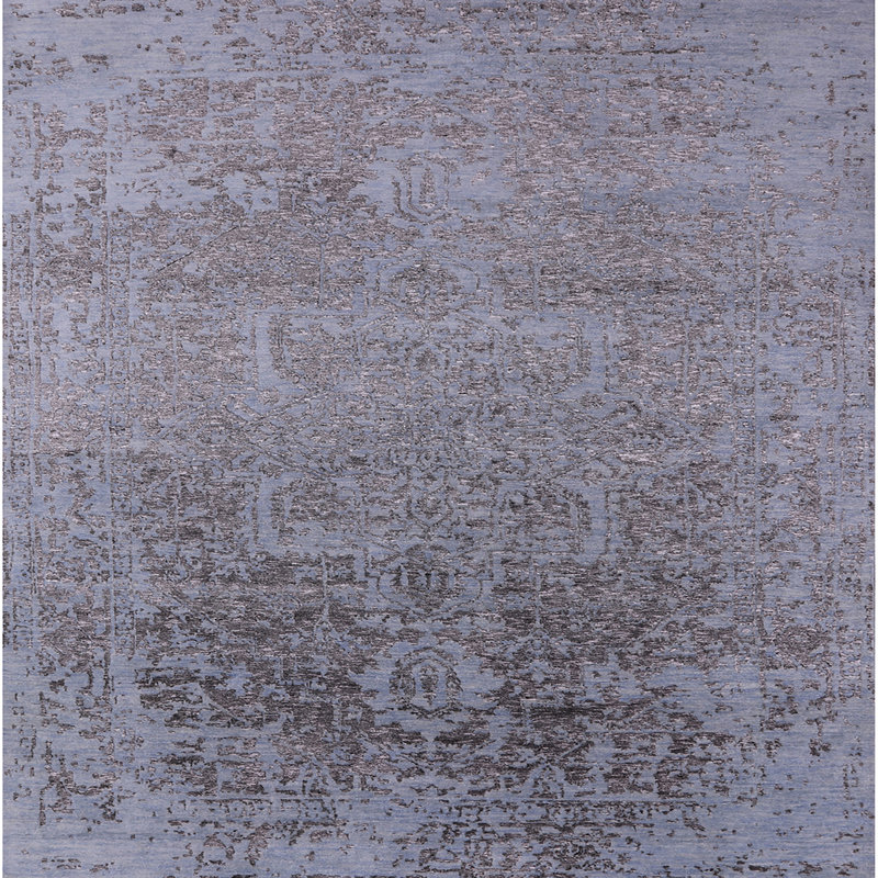 Tapis oriental gris Shanda, Carré 6 pi