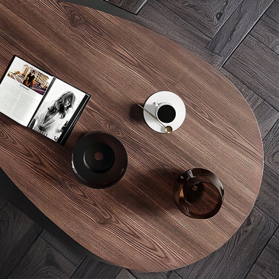 51.18"Retro Minimalist Oval Coffee Table
