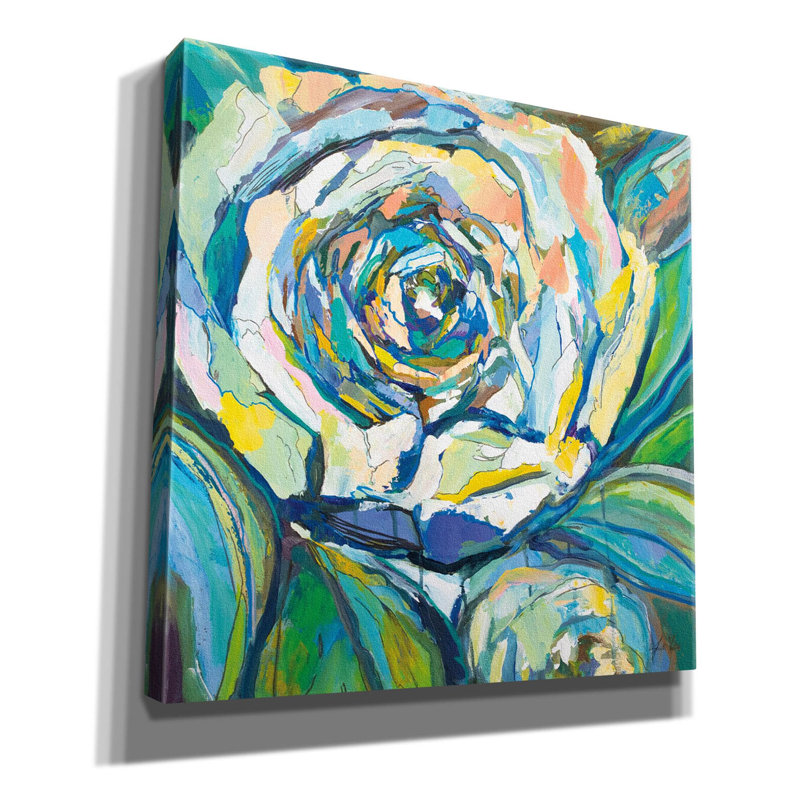 «Rose» par Jeanette Vertentes, art mural sur toile, H 12 po x l 12 po x P 0,75 po
