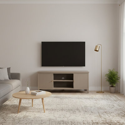 120cm Wide Wooden TV Stand for TVs up to 50", 2 Door Cabinet Entertainment Unit for Living Room