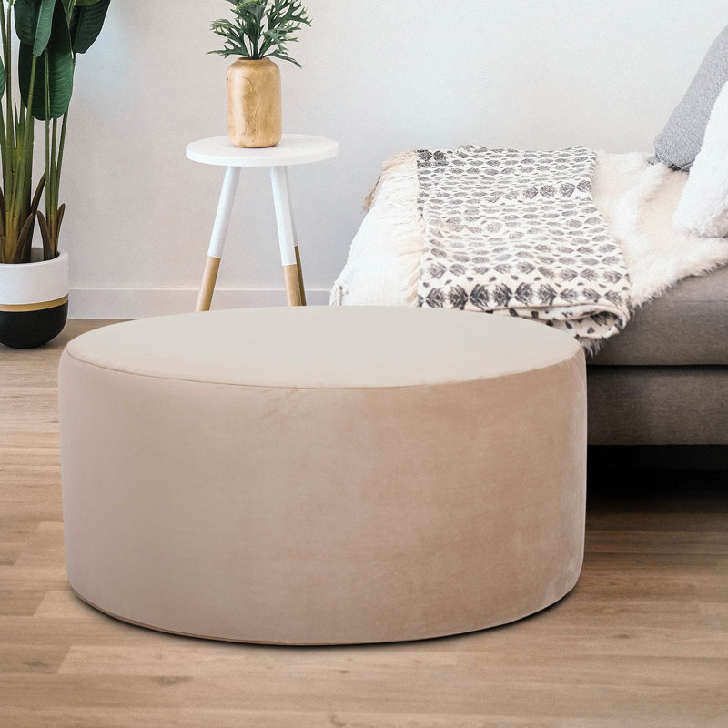Azemar Upholstered Ottoman, Polyester Bella Sand