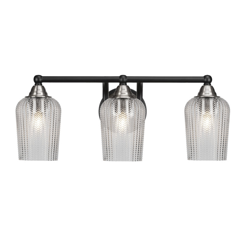 Barre d'éclairage de salle de bain 3 lumières Michell, Transparent, Noir mat / nickel brossé