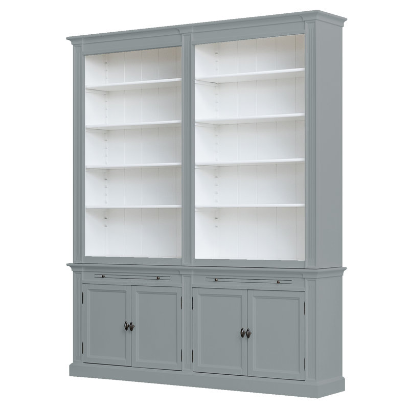 Bowland 240cm H x 200cm W Library Bookcase, Grey/White
