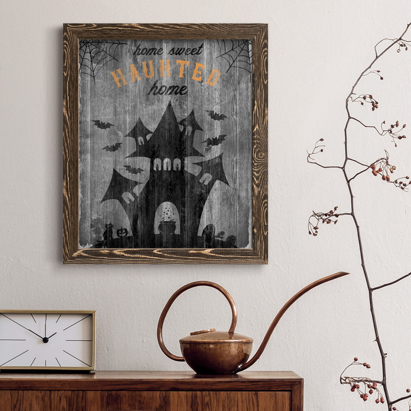 Haunted House - publicités encadrées sur toile, H 37,5 po x l 27,5 po x P 1,5 po, Noyer