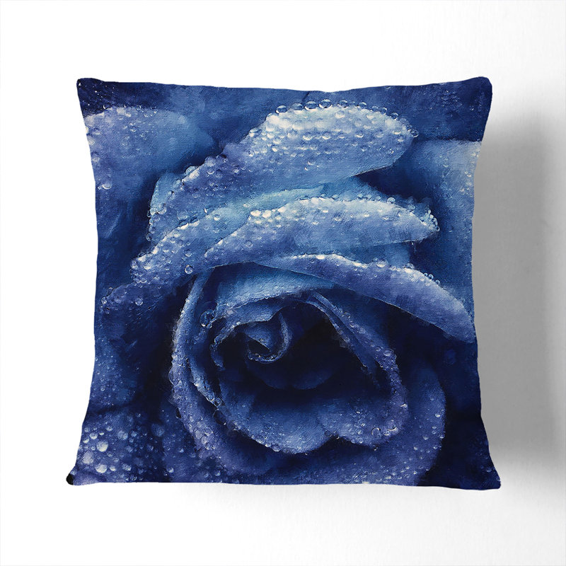 Floral Square Cushion, 55cm H x 55cm W x 20cm D,  Dark Blue