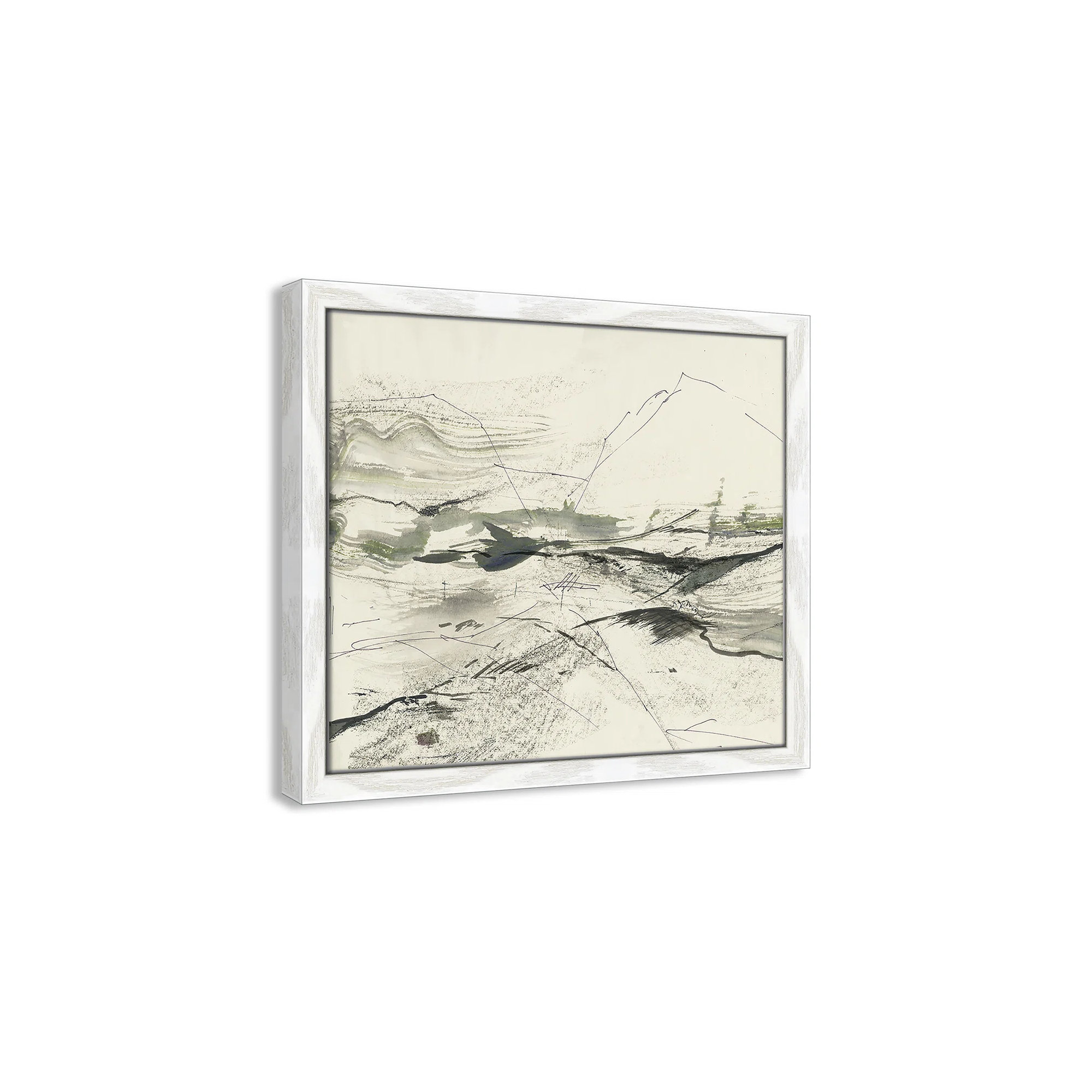 Green Sketches by PI Studio, No Mat, White Slim Picture Framed, 13" H x 15" W x 0.75" D