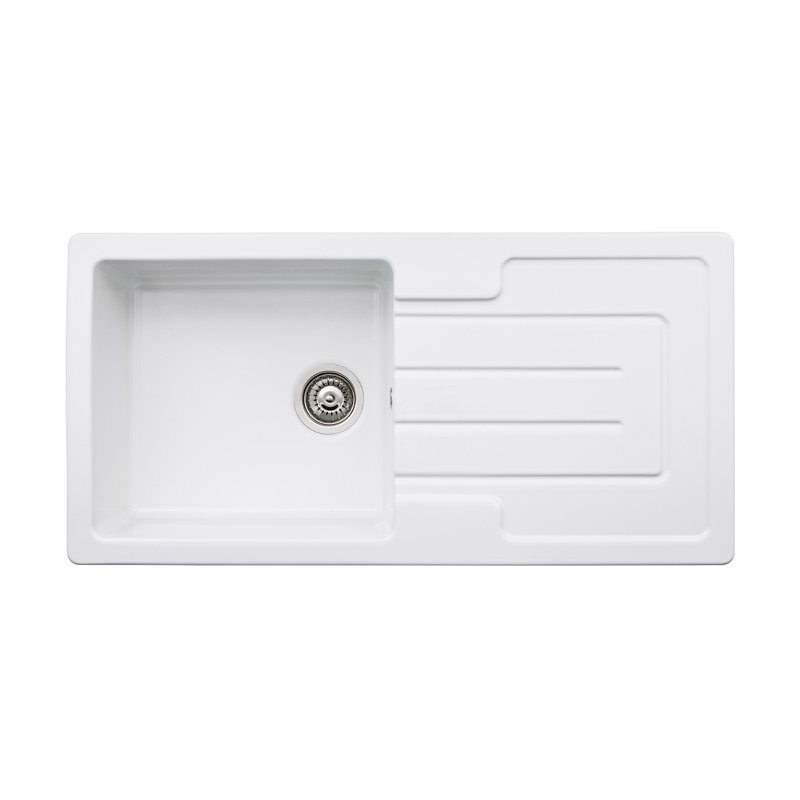 Abode Designs 500mm W Single Bowl Ceramic Kitchen Sink with 2 Faucet Holes