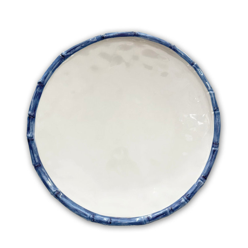 Vida Bamboo 11" Dinner Plate (White and Blue)