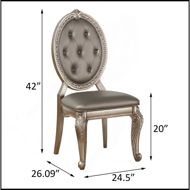 Ensemble de 2 chaises d'appoint grises et argentées capitonnées