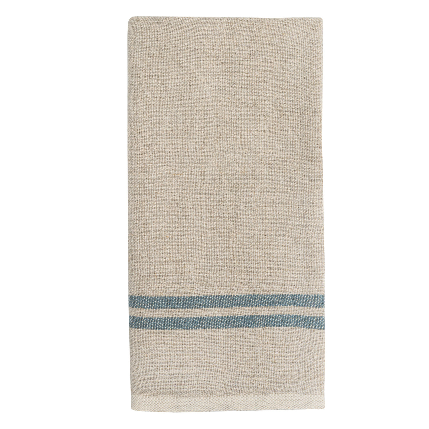 Brookline Stripe Tea Towel Kitchen Towel, Natural/Blue