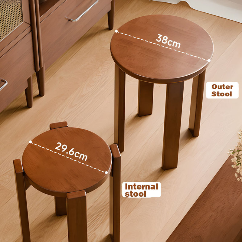 Wooden Stackable Stacking Stool Side Table (set Of 4), Brown