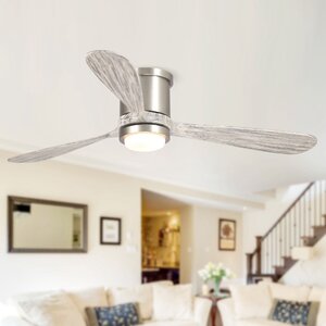 52" Solomon 3 - Blade LED Flush Mount Ceiling Fan with Remote Control and Light Kit Included