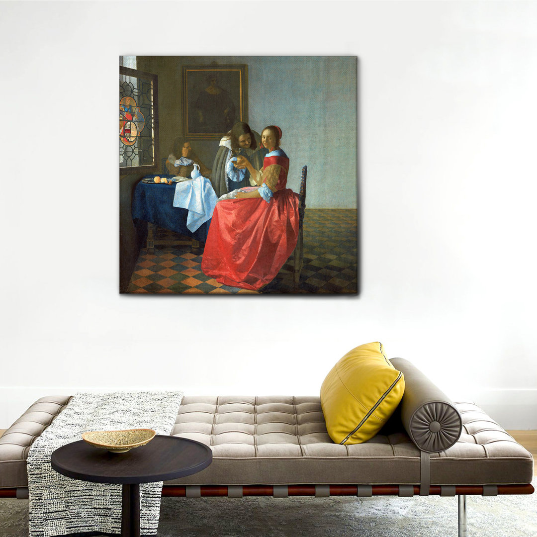 Leinwandbild Dama Con Due Cavalieri von Jan Vermeer