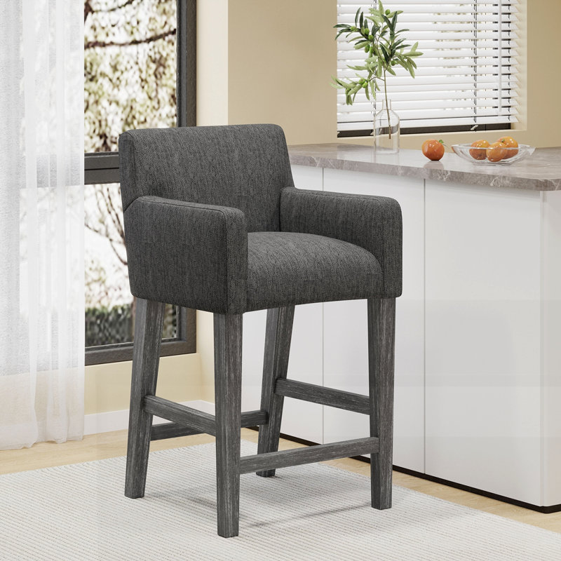 Tabouret de comptoir rembourré de 26 po, Gris anthracite, 1