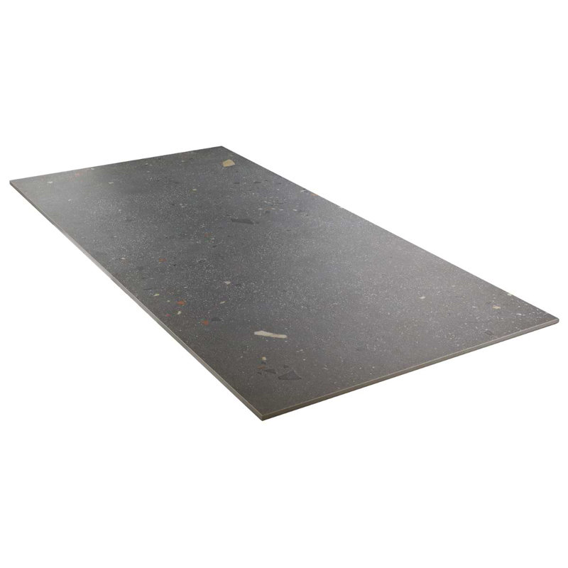 Kobe 24x48 Matte Terrazzo Look Porcelain Tile, Charcoal Gray