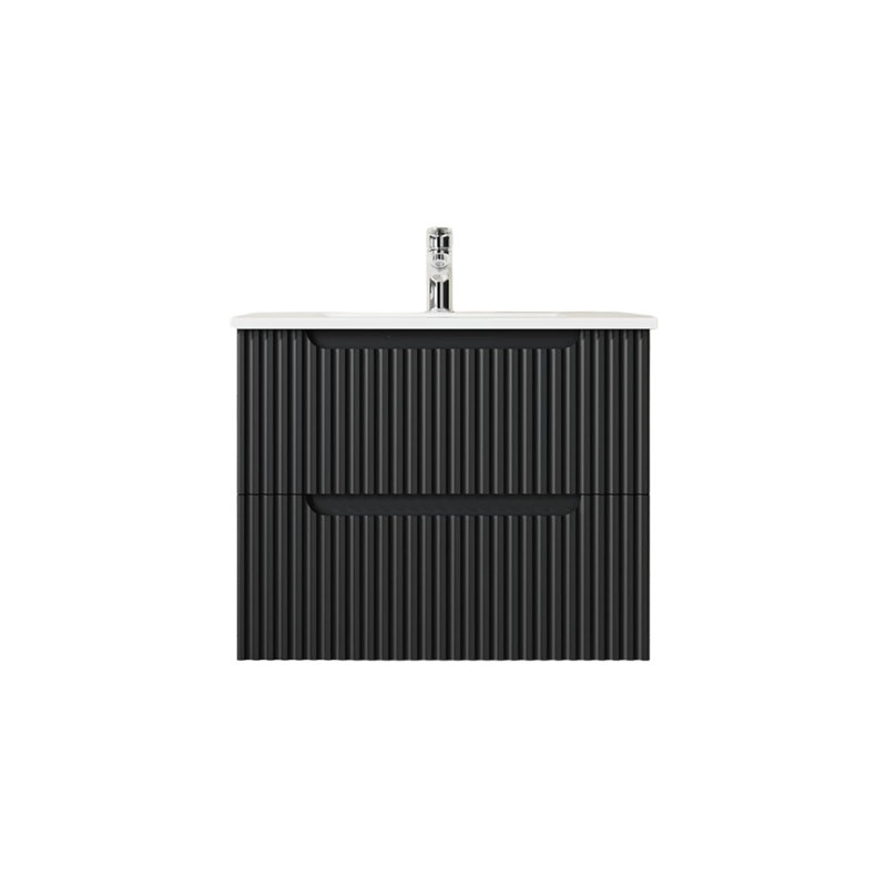 Modern Wall-Mounted Floating Bathroom Cabinet, Black
