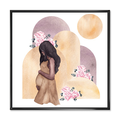 Silhouette féminine et bouquet floral - reproduction d'art sur toile moderne38673