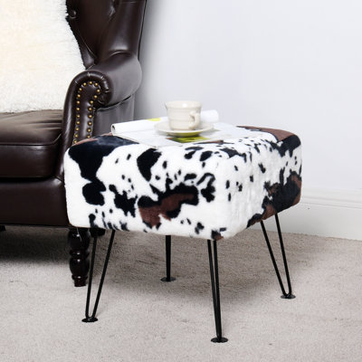 43.2cm Wide Square Animal Print Footstool Ottoman