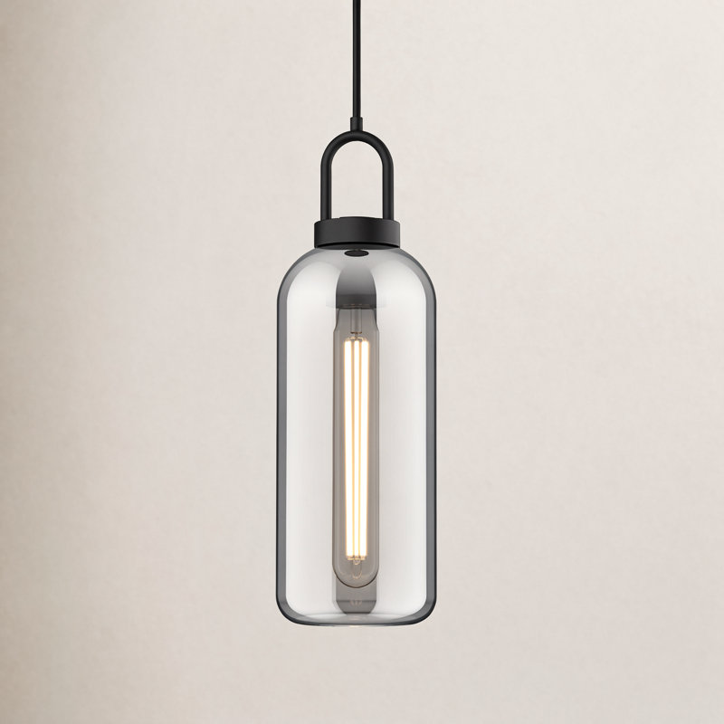 Luminaire suspendu cylindrique Minneapolis, Fumée, Noir mat, H 14,88 po x l 5,13 po x P 5,13 po