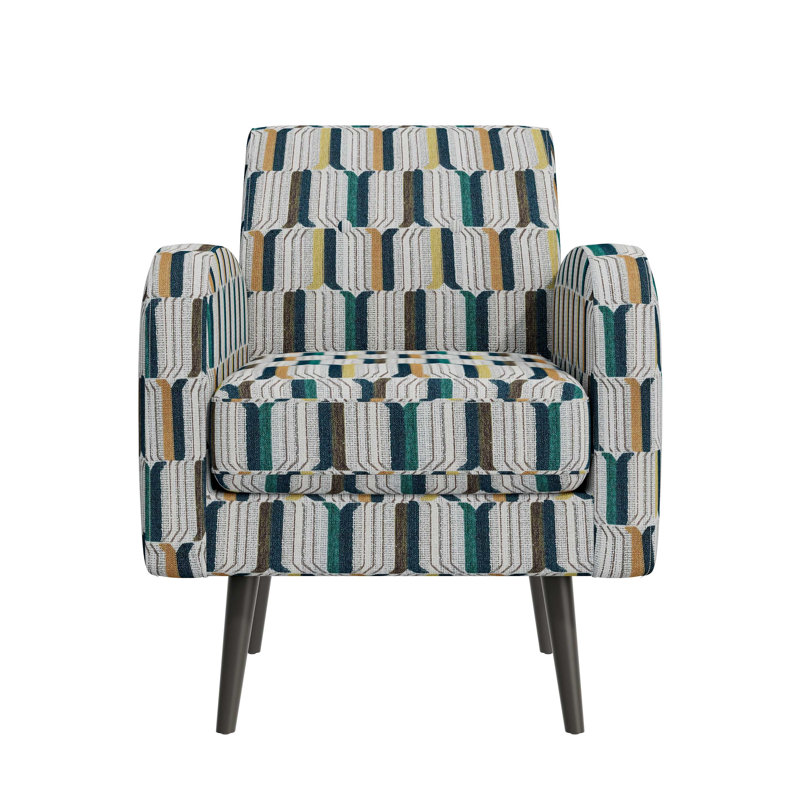 Fauteuil d'appoint avec pieds en bois massif, Jaune