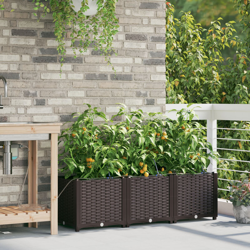 Garden Planter Plastic 120 X 40 X 37.5 Cm Planters, Brown