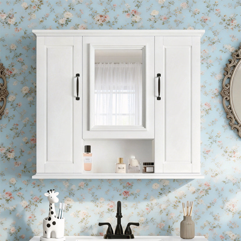 Armoire de rangement murale pour salle de bain, Blanc