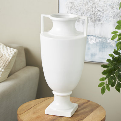 Kevinson Ceramic Fluted Urn Shaped Decorative Vase with Handles