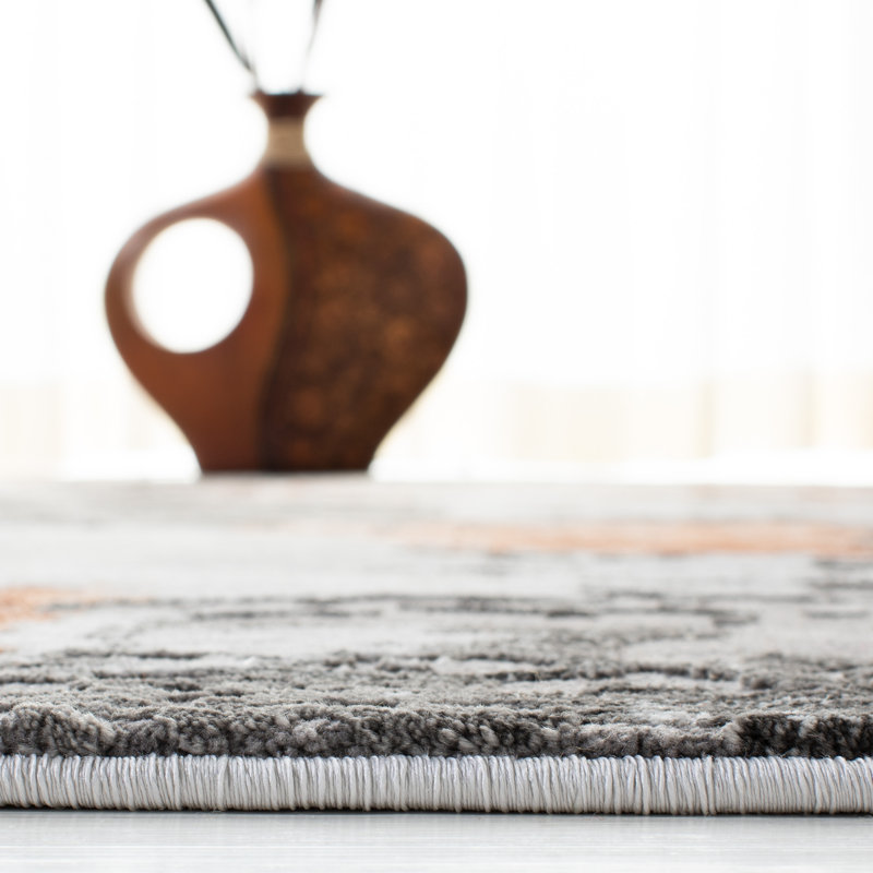 Tapis abstrait gris / orange Ettinger, Carré 6 pi 7 po