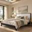 Luca solid wood boucle upholstered headboard bed frame-131499531-131499532