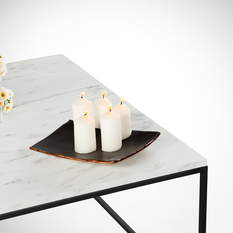 Table basse carrée avec plateau en faux marbre Aurelius