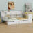 Wooden L-Shape Daybed With Storage Cabinets And Two Storage Drawers, Multi-Functional Bed With Study Desk And Built-In Bookshelf-1931789687-1931789686