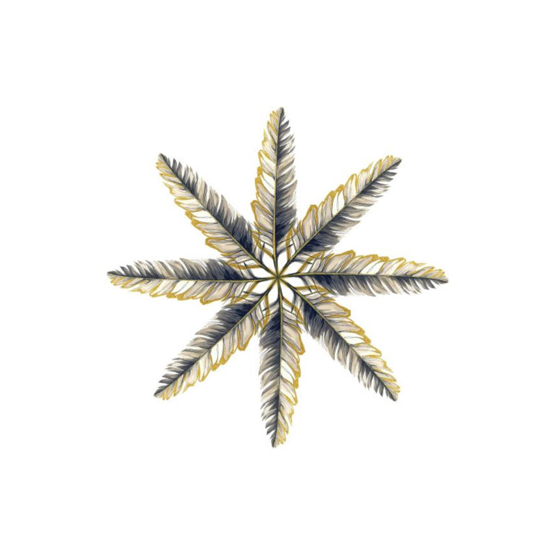 «Feather Flakes III» par Elena Carlie, impression sur toile tendue, Or doré, H 40 po x l 40 po x P 1,5 po