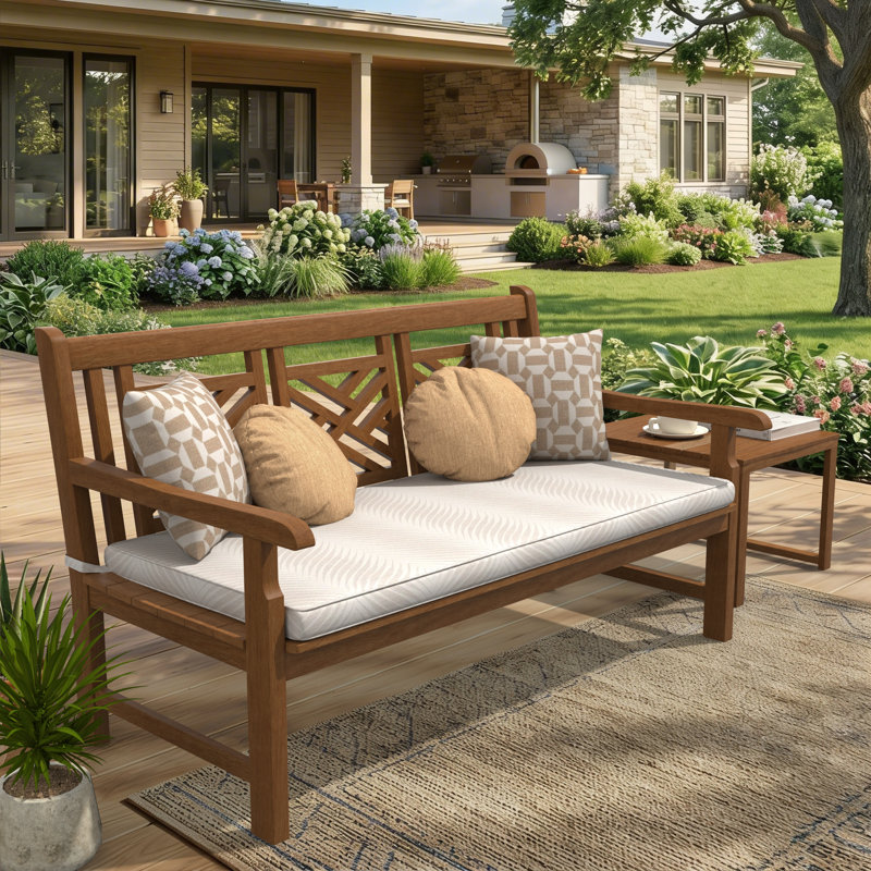 Sunbrella® Indoor/Outdoor Bench Seat Cushion, 3" Thick, 37" W x 17" D, Sunbrella® Clock Out Cloud
